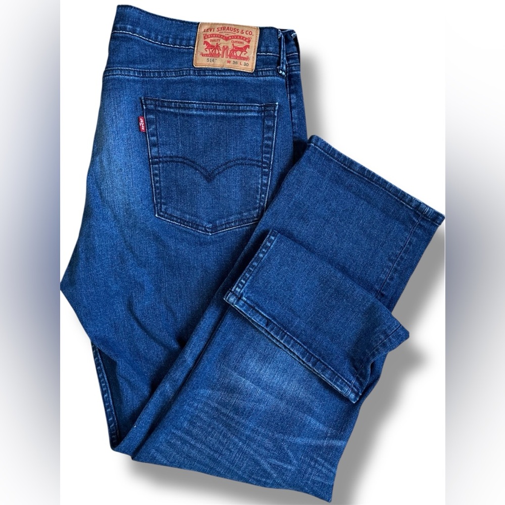Levis 514 Jeans Mens 36x30 Blue Regular Straight Medium Wash Denim (38x29)
